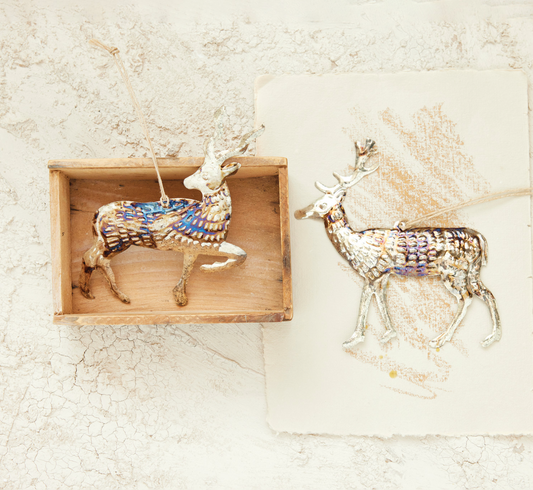 Embossed Metal Deer Milagro Ornament, 2 Styles