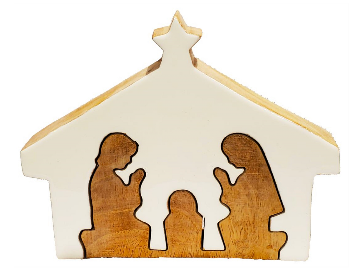 Wooden Enameled Star Nativity