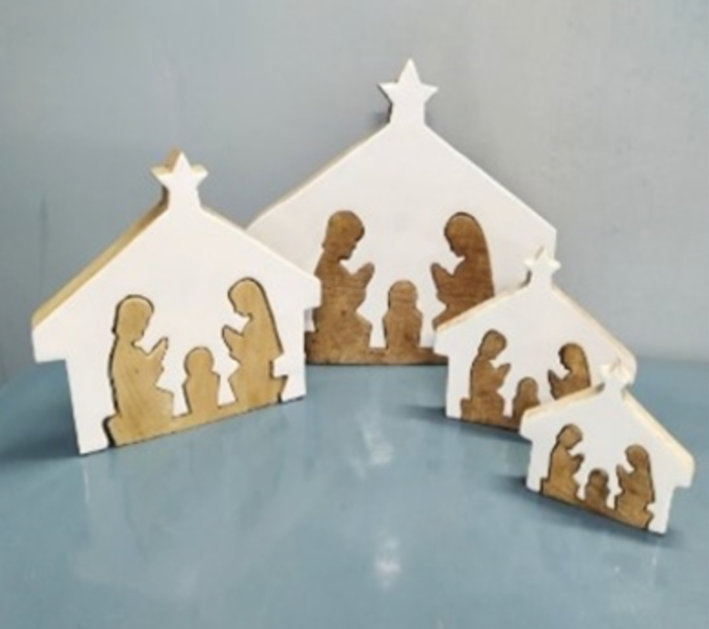 Wooden Enameled Star Nativity