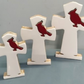 Wood and Enamel Cross w/Cardinal