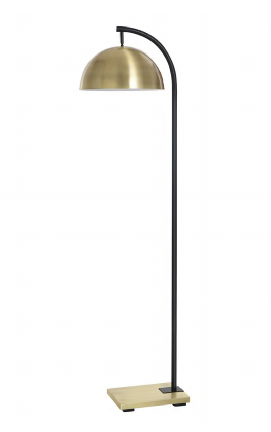 Black and Antique Brass Floor Lamp