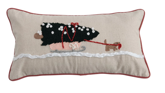 Dog Pulling Sleigh Pillow