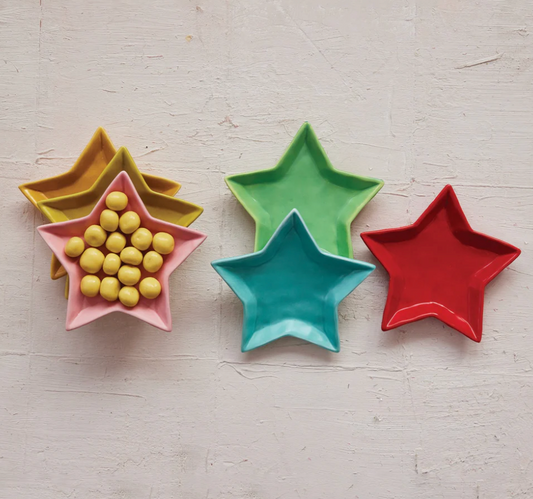 Stoneware Star Shaped Dish, Matte Finish, 6 Colors