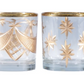 Hand Painted Etched Glass Votive Holders, Gold Finish