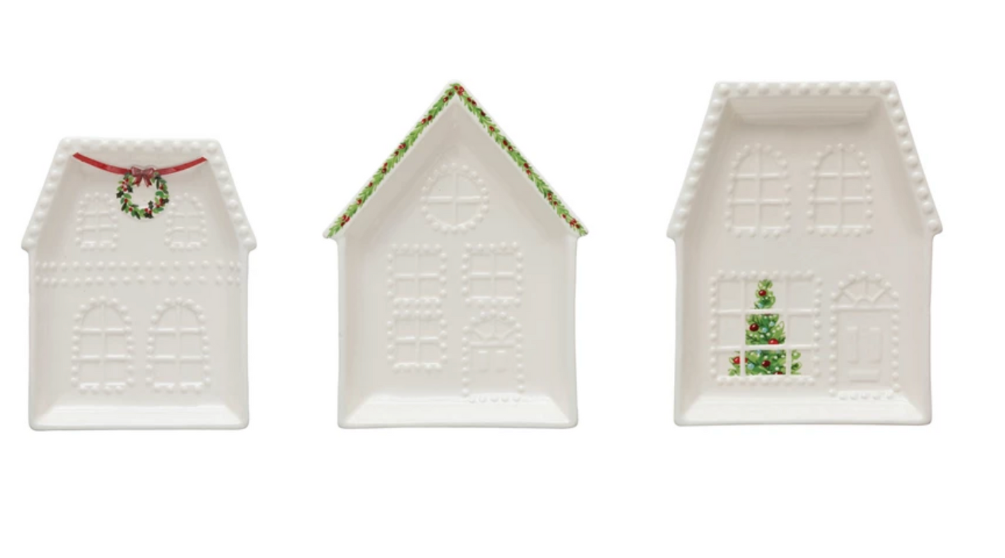 Embossed Stoneware House Plate
