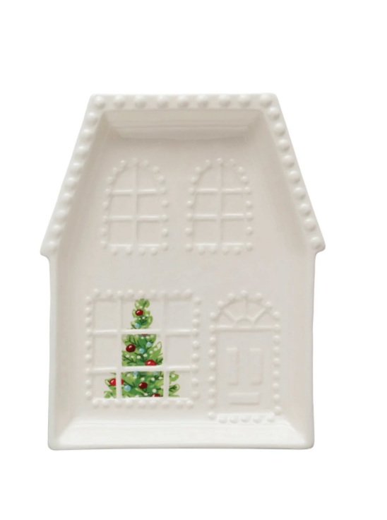 Embossed Stoneware House Plate