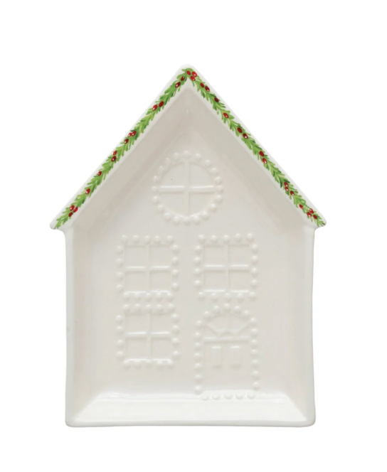 Embossed Stoneware House Plate