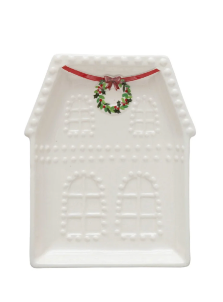 Embossed Stoneware House Plate