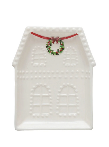 Embossed Stoneware House Plate