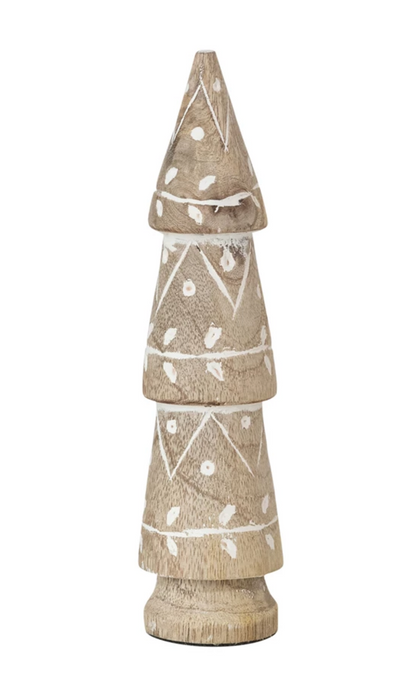 Hand Carved Mango Wood Tree w/design