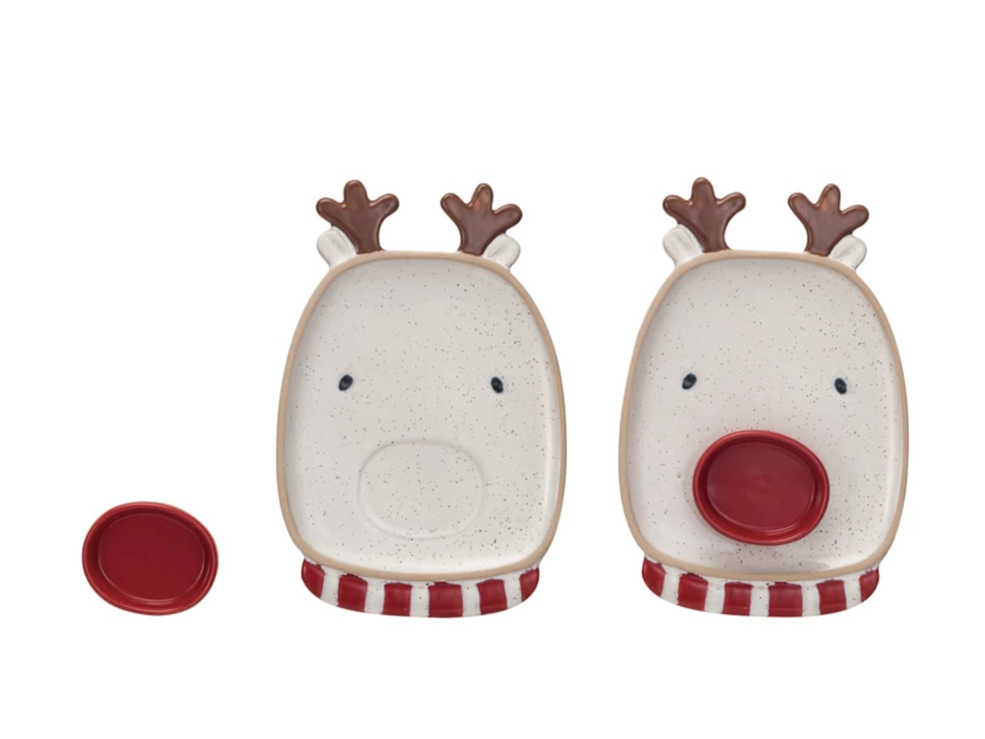Stoneware Reindeer Shaped Platter w/ Dish, Set of 2 (Each One Will Vary)