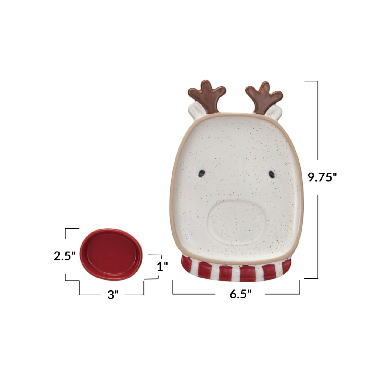 Stoneware Reindeer Shaped Platter w/ Dish, Set of 2 (Each One Will Vary)