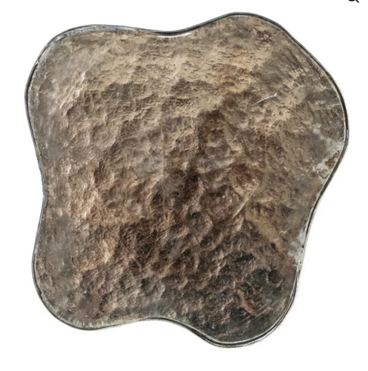 Decorative Mercury Glass Organic Shaped Platform, Silver Finish