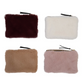 Faux Fur Fabric Zip Pouch w/interior lining , 4 Colors