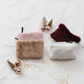 Faux Fur Fabric Zip Pouch w/interior lining , 4 Colors