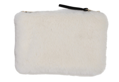 Faux Fur Fabric Zip Pouch w/interior lining , 4 Colors