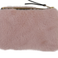 Faux Fur Fabric Zip Pouch w/interior lining , 4 Colors
