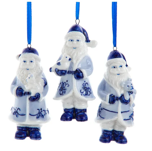 Delft Blue Santa Ornament