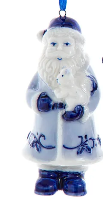 Delft Blue Santa Ornament