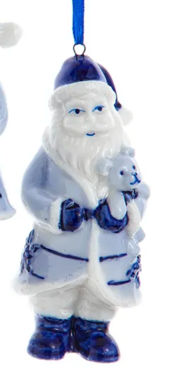 Delft Blue Santa Ornament