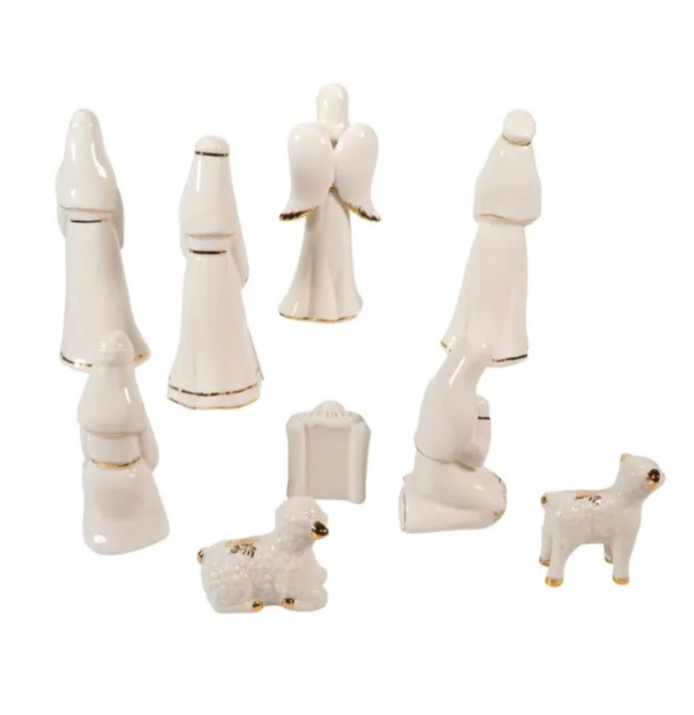 White/Gold Porcelain Nativity