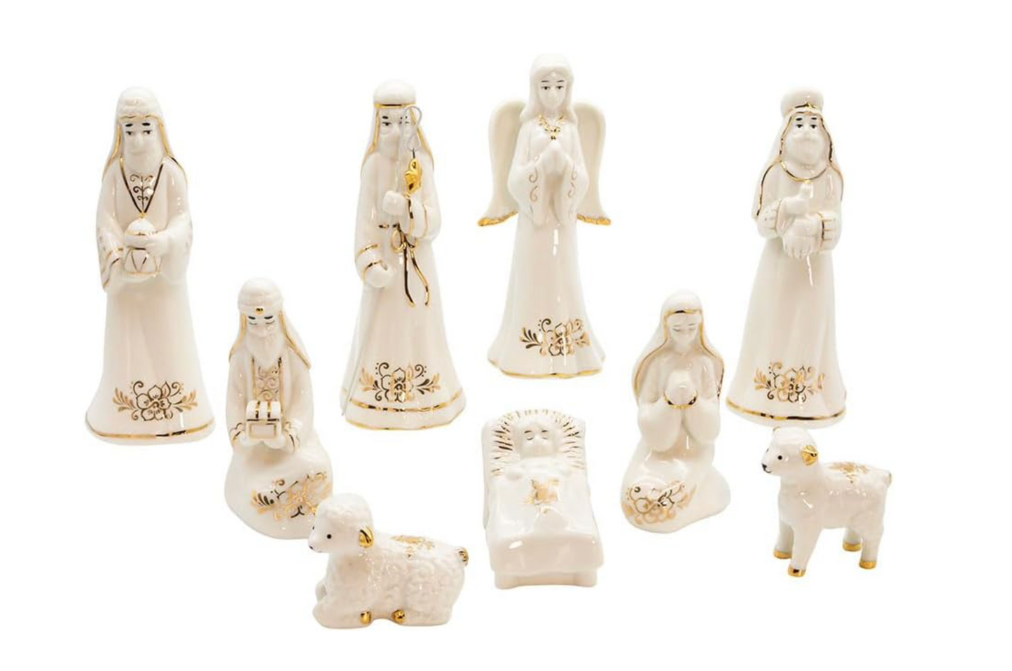 White/Gold Porcelain Nativity