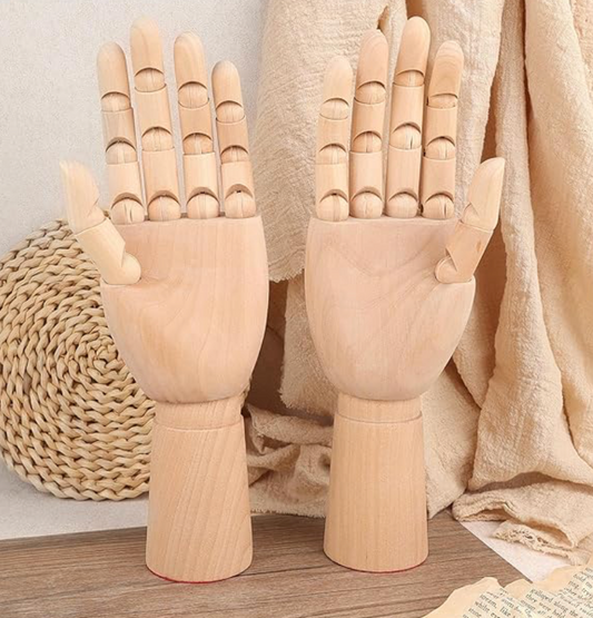 12" Flexible Wooden Hand Model Wood Art Mannequin