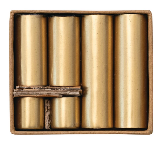 Metal Magnetic Taper Holders, Gold Finish, Boxed Set of 6