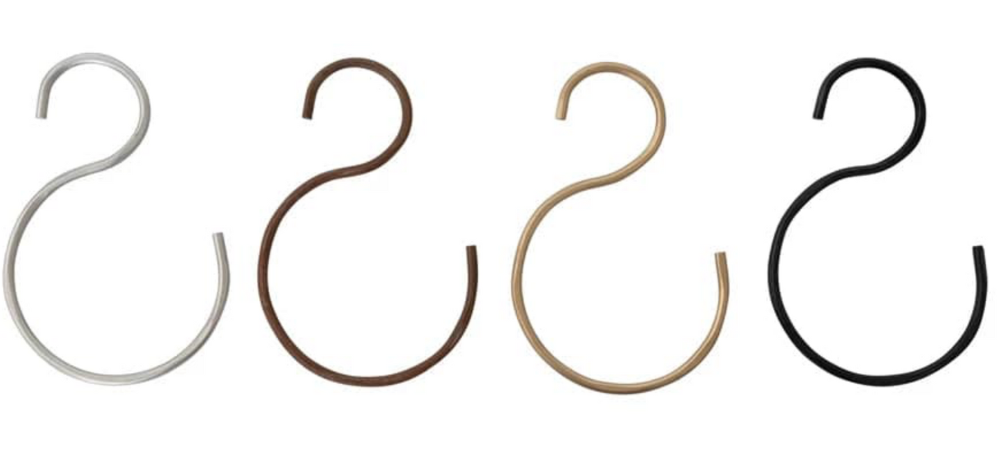 Large Hand-Forged Iron S-Hook, 4 Finishes