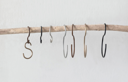 Large Hand-Forged Iron S-Hook, 4 Finishes