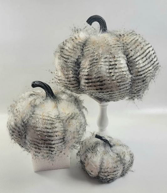 Gray Three Tone Faux Fur Pumpkin