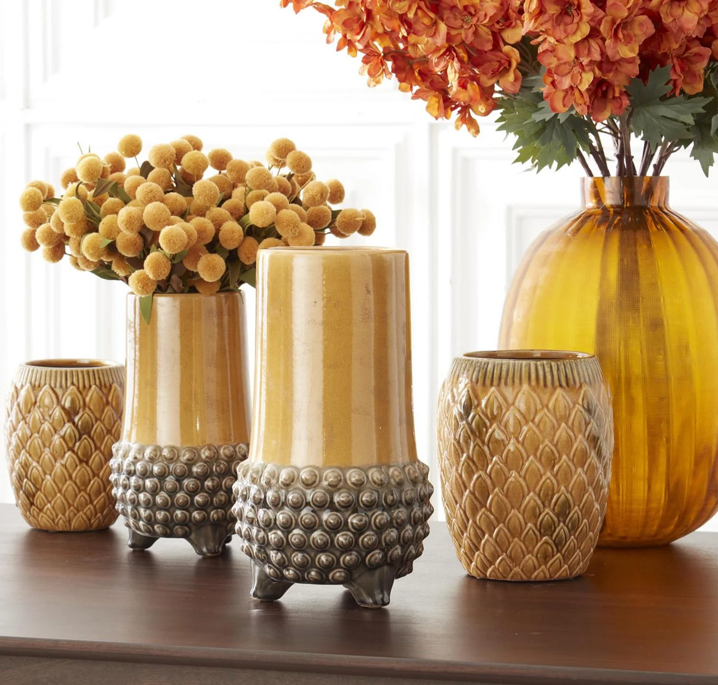 Crackled Butterscotch Glazed Terracotta Vase