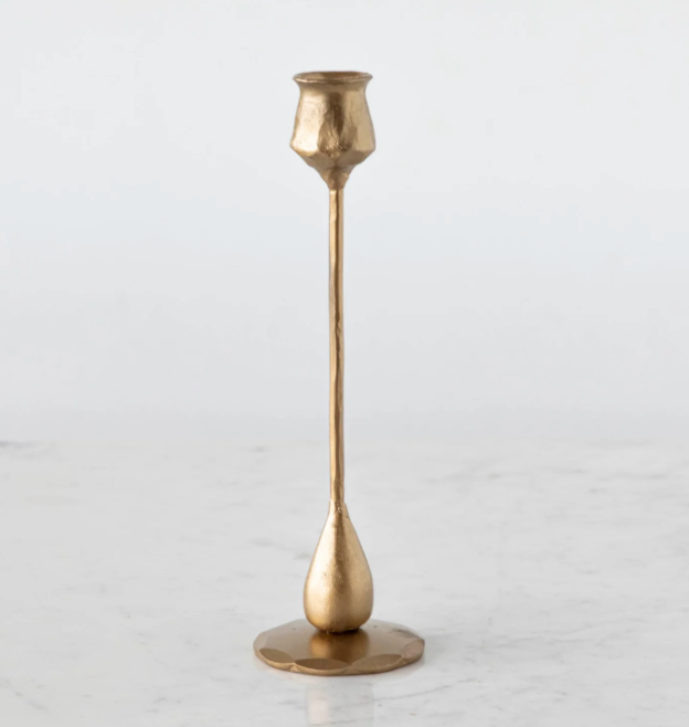 Hand Forged Iron Taper Holders Antique Brass Finish