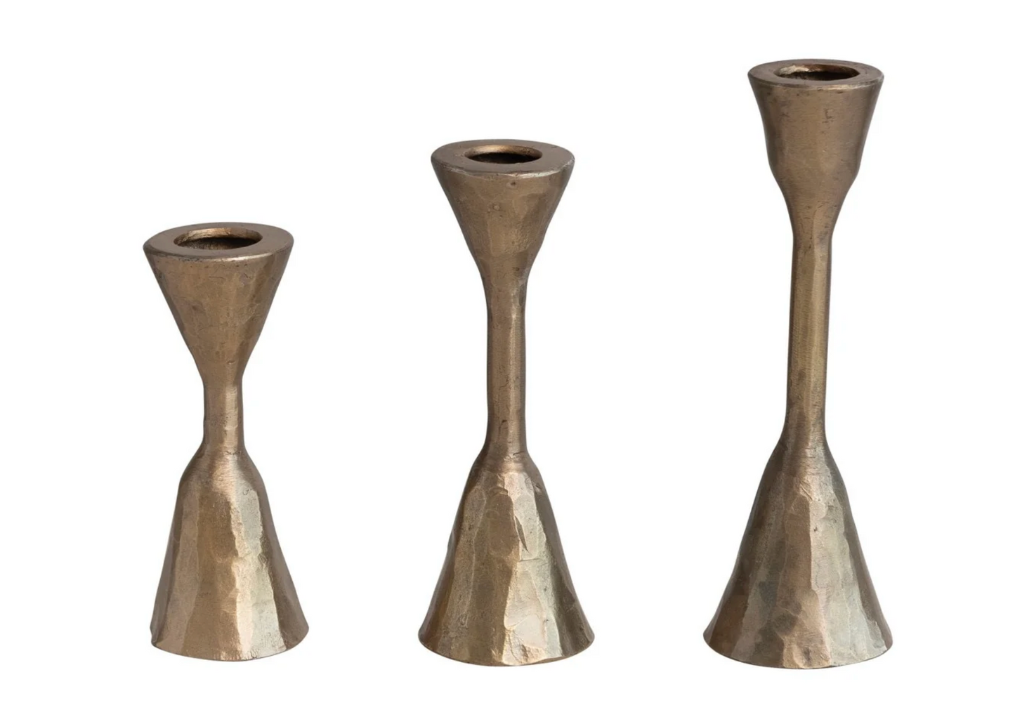 Hand Forged Iron Taper Holders Antique Brass Finish