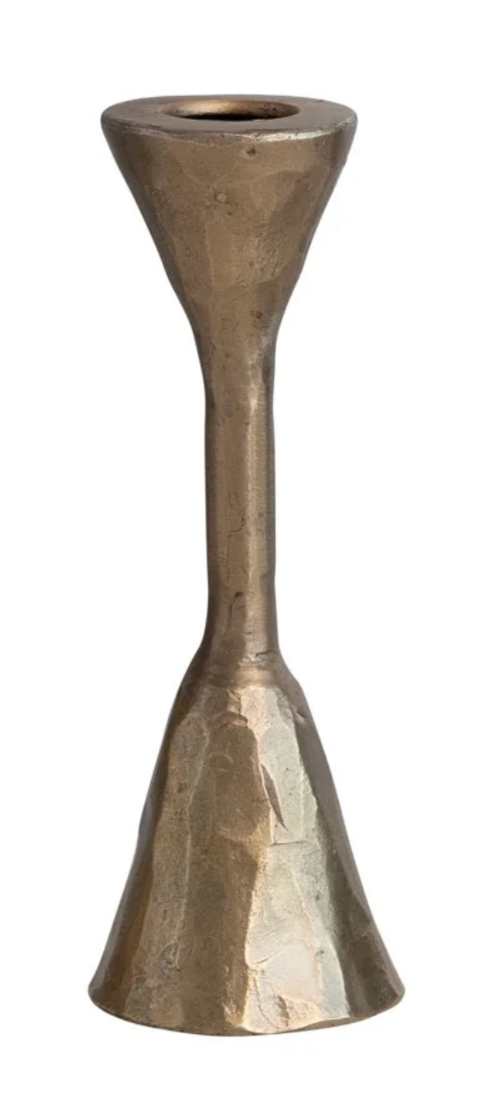 Hand Forged Iron Taper Holders Antique Brass Finish