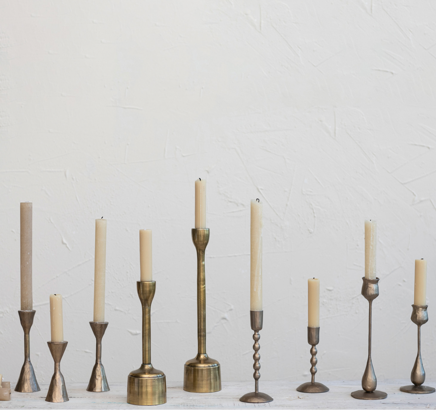 Hand Forged Iron Taper Holders Antique Brass Finish