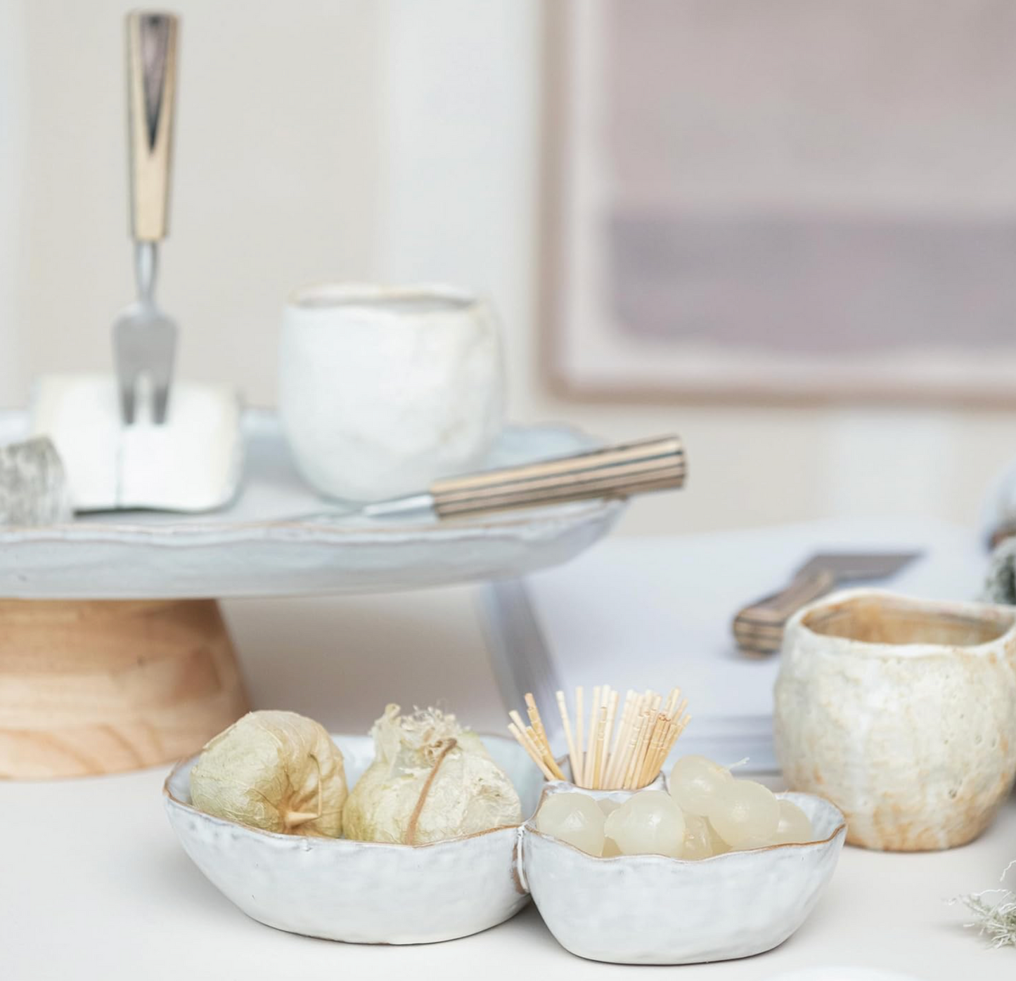 Stonewash Dish Three Sections Reactive Glaze