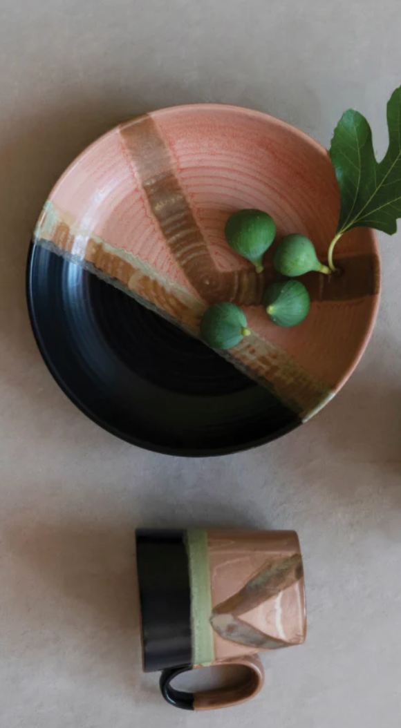 Hand-Painted Stoneware Bowl & Mug