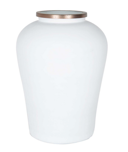 Ophelia Tall Vase, White and Brass