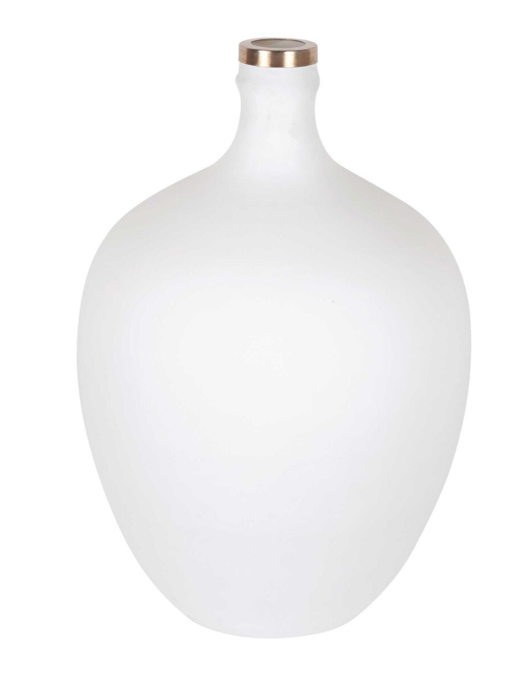 Amphora Tall Vase, White and Brass