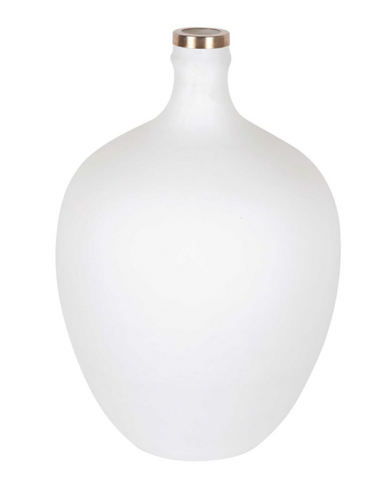 Amphora Tall Vase, White and Brass