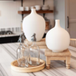 Amphora Tall Vase, White and Brass