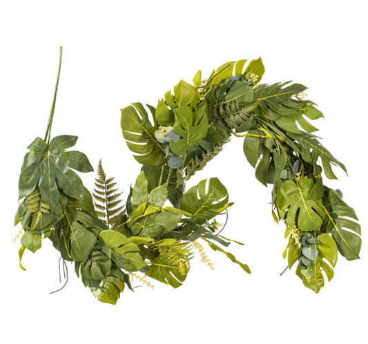6'Artificial Green Mixed Jungle Foliage Garland