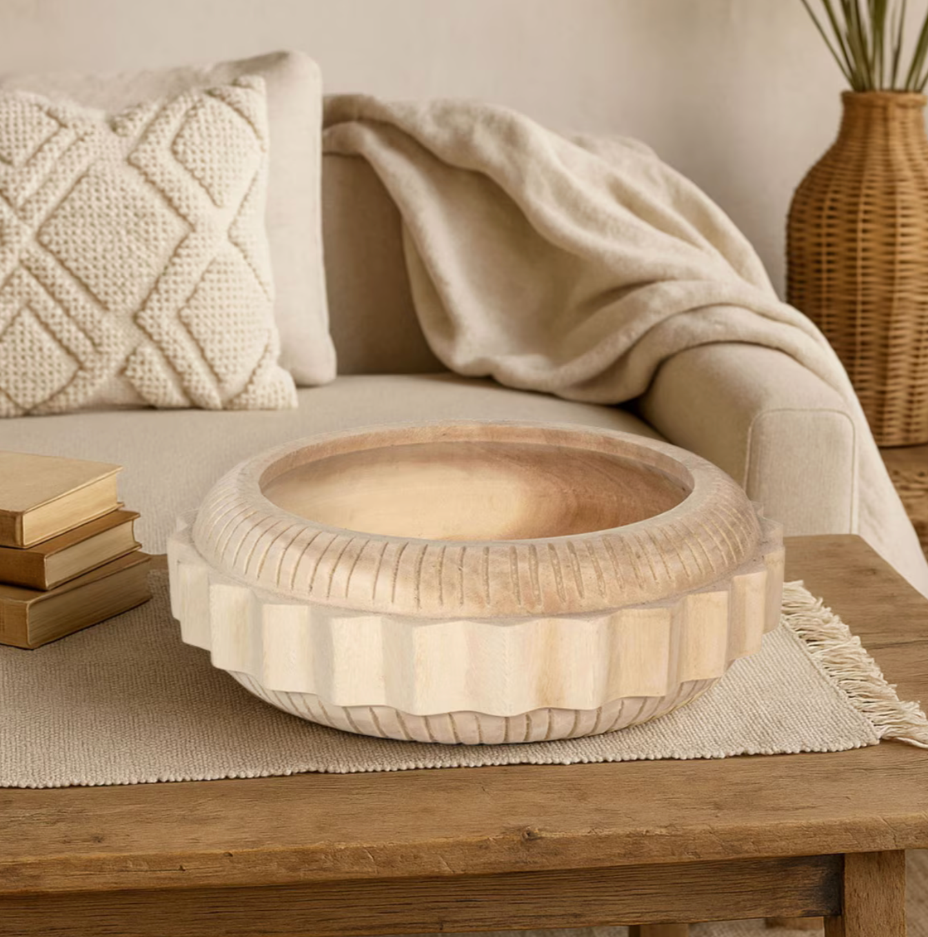 Indigo Road by Egypt Sherrod Dialah Geometric Carved Wooden Bowl