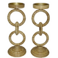 Rattan Wrapped Ring Pillar Candlestick, 2 Piece Set, Natural