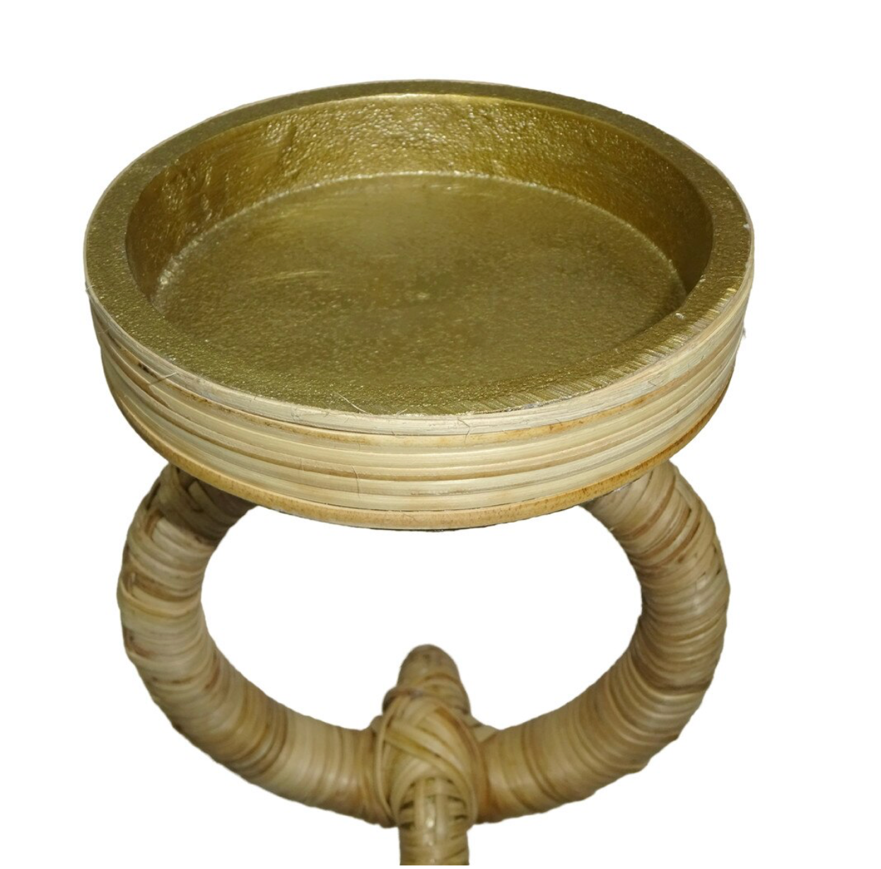 Rattan Wrapped Ring Pillar Candlestick, 2 Piece Set, Natural