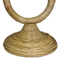 Rattan Wrapped Ring Pillar Candlestick, 2 Piece Set, Natural