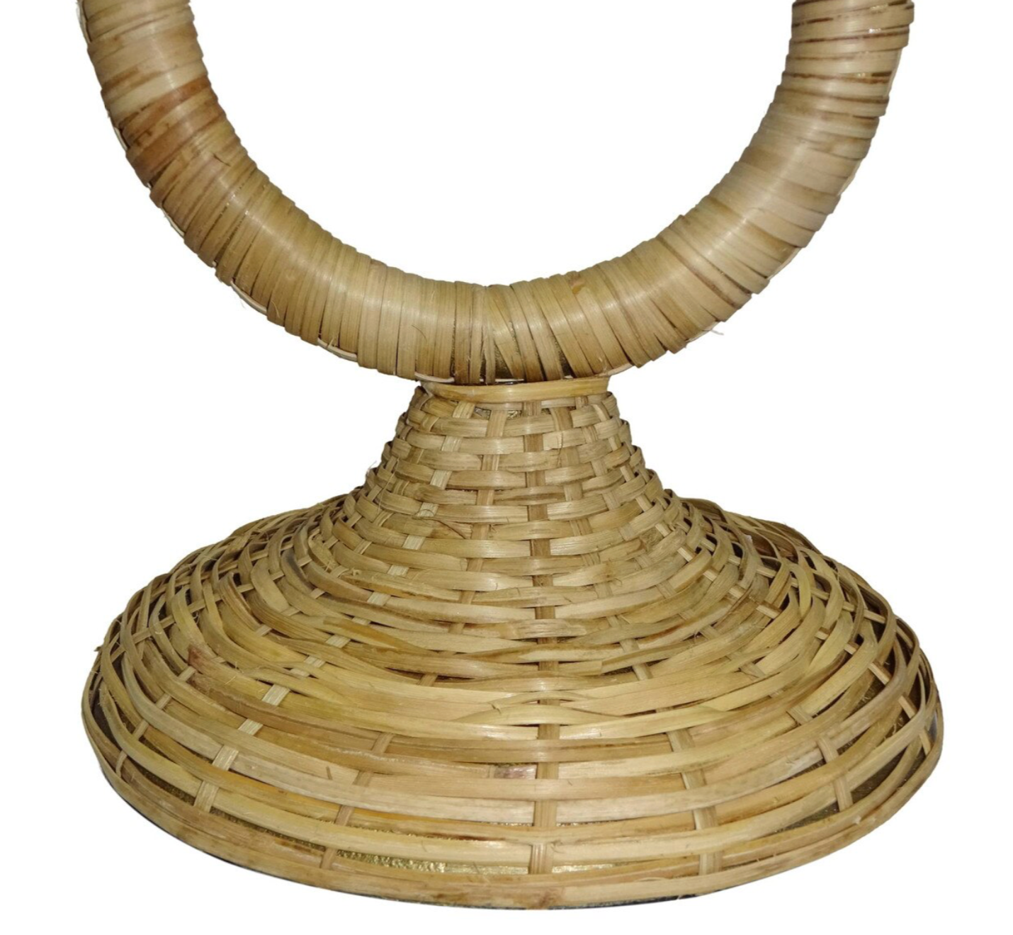 Rattan Wrapped Ring Pillar Candlestick, 2 Piece Set, Natural