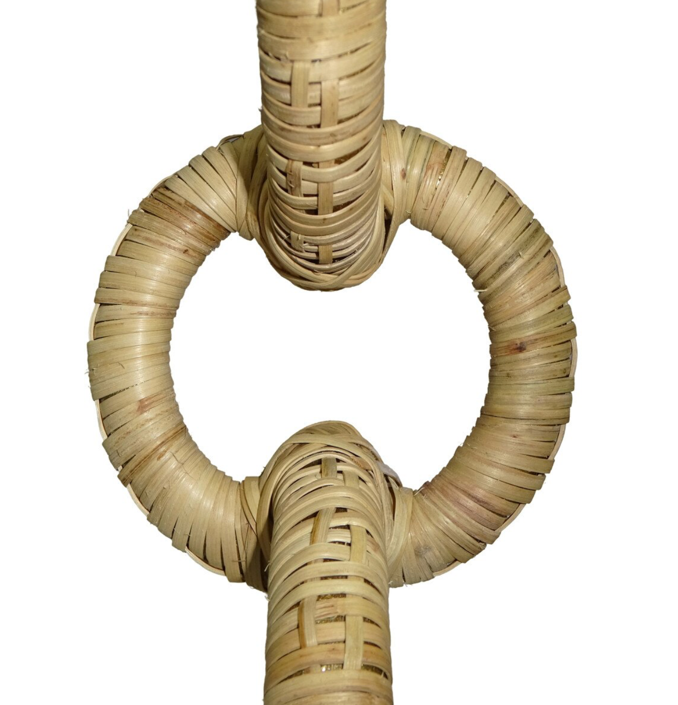 Rattan Wrapped Ring Pillar Candlestick, 2 Piece Set, Natural