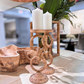 Rattan Wrapped Ring Pillar Candlestick, 2 Piece Set, Natural